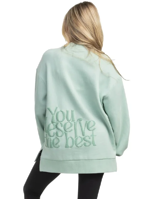 Southern Shirt - Happy Thoughts You Deserve Puff Print Sweatshirt Hoodie with Front Slit Layering Stylish Southern Shirt - Happy Thoughts You Deserve Puff Print Sweatshirt Hoodie with Front Slit Layering Stylish