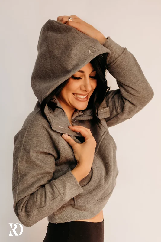 CHARCOAL LEVEL UP HOODIE | RD ESSENTIALS Graphic Hoodie Design Print