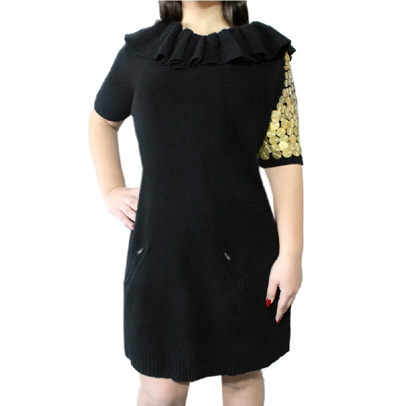 Women's Cowl Neck Party Dress,Black Tunics Lace romantic