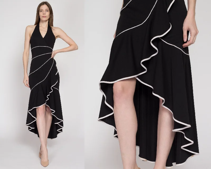 XS 90s Niki Livas Black & White Halter High-Low Party Dress Tunics Hiking breathable XS 90s Niki Livas Black & White Halter High-Low Party Dress Tunics Hiking breathable