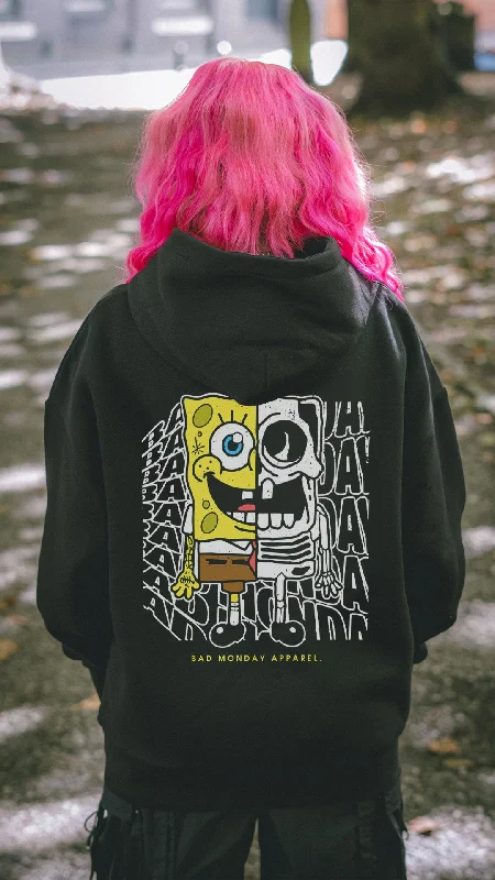 Oversized Bonebob Hoodie Hoodie with Metallic Shiny Futuristic