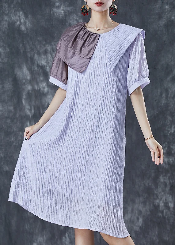 Boho Light Purple Asymmetrical Wrinkled Party Dress Summer Tunics Gym athletic