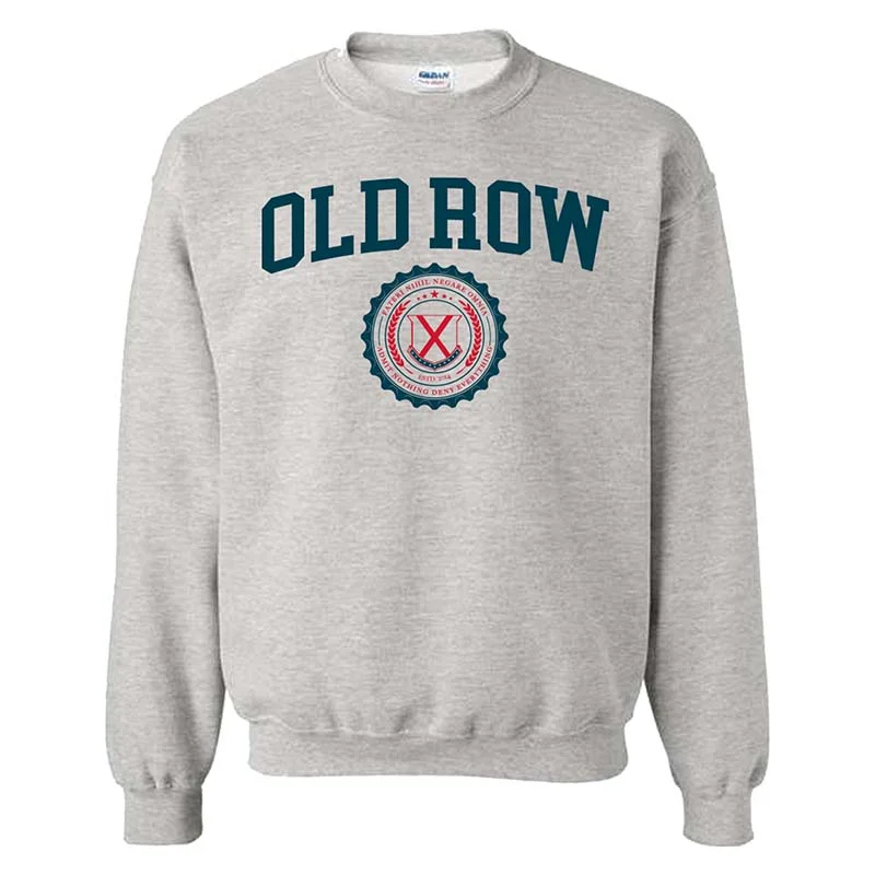Old Row Crest Badge Crewneck Sweatshirt Hoodie with Hem Lace Feminine Delicate