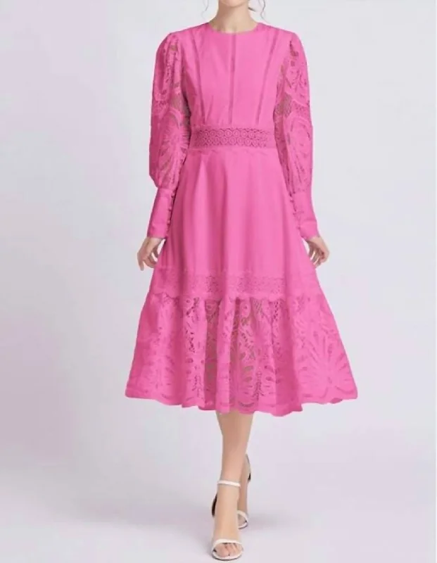 Crochet Long Dress In Pink Tunics Spring floral