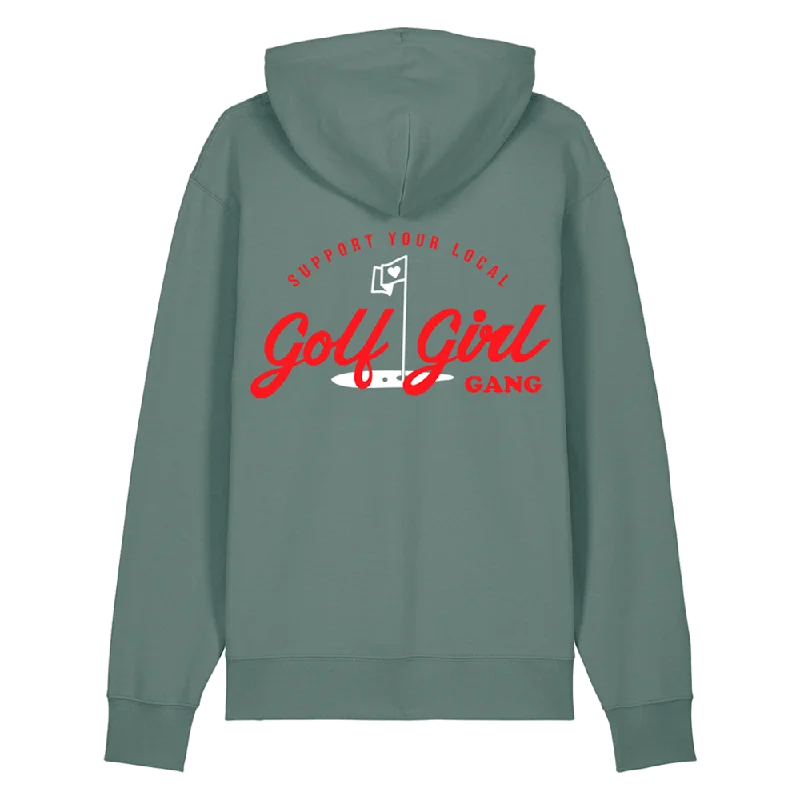 Bunker Woman Girl Gang Hoodie Sage Green Hoodie with Rhinestones Sparkly Elegant