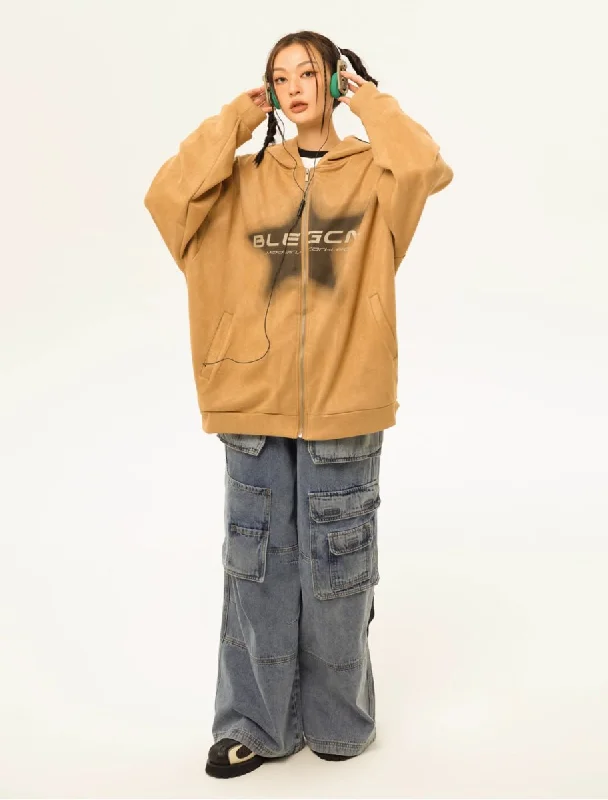 Stellar Zip-Up Hoodie Hoodie with Tie-Dye Psychedelic Retro