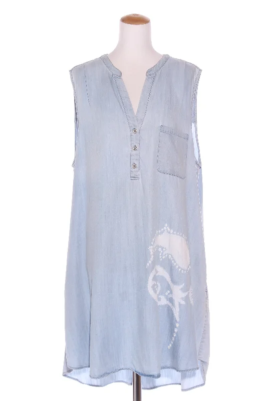 WILD CHILD - Hand embroidered chambray dress! 22 Tunics Practical easy-care