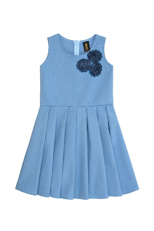 Sky Blue Fancy Fit & Flare Skater Christmas Party Dress - Girls Tunics Party sparkling Sky Blue Fancy Fit & Flare Skater Christmas Party Dress - Girls Tunics Party sparkling