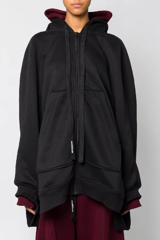 Melitta Baumeister Double Hood Hoodie in Black Hoodie with Fur Luxurious Winter