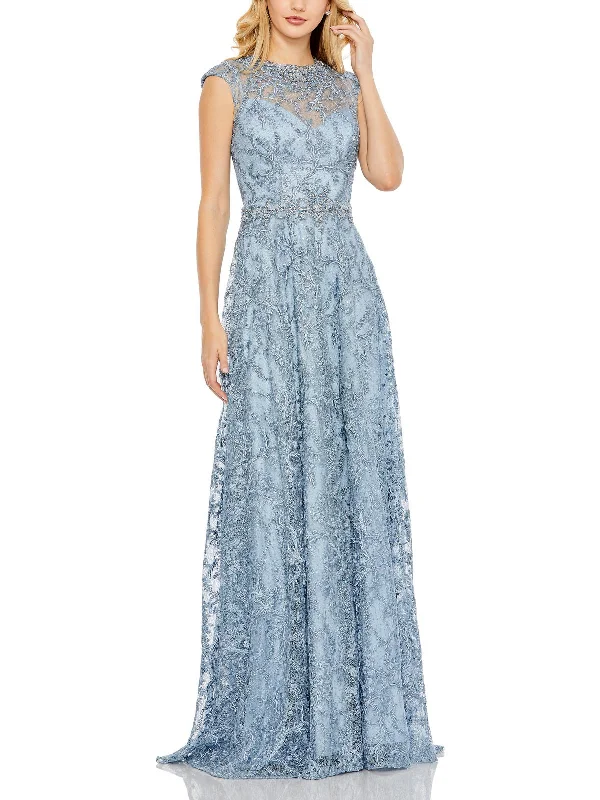 Womens Lace Embellished Evening Dress Tunics Fall fleece