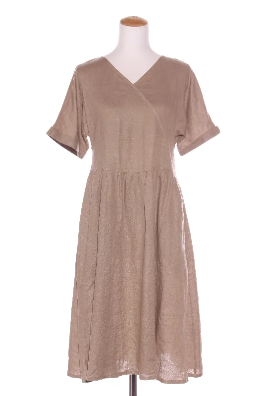 GRAE COVE (LN) Taupe linen dress + pockets! 10 Tunics Corduroy durable