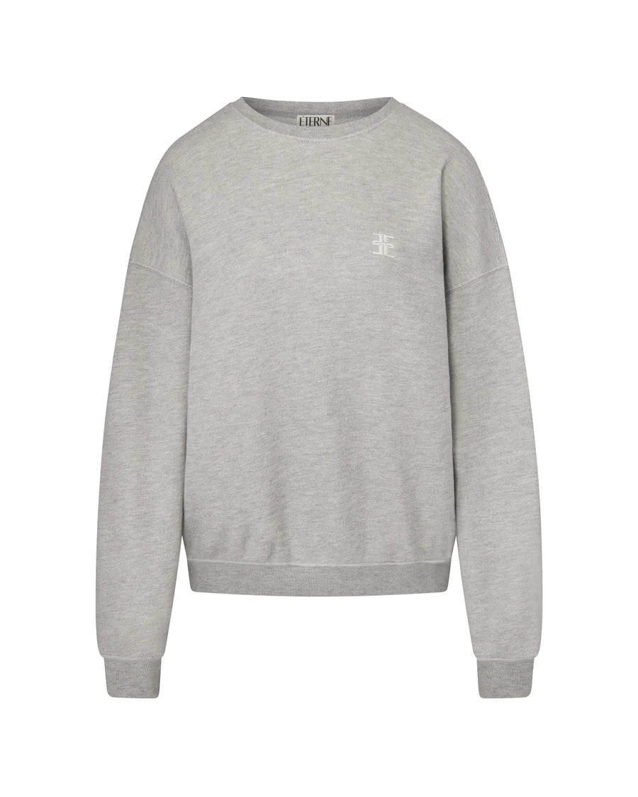 Oversized Crewneck Sweatshirt - Heather Grey Hoodie with Full-Zip Functional Layering Oversized Crewneck Sweatshirt - Heather Grey Hoodie with Full-Zip Functional Layering