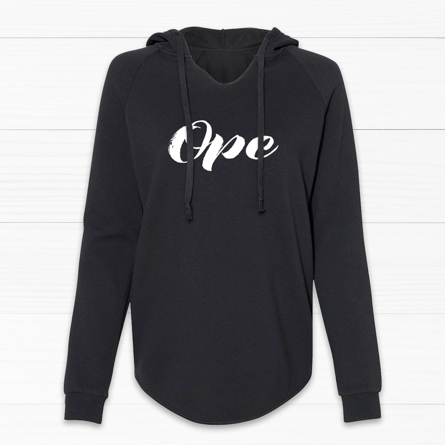 Ope Women's V-Neck Hoodie Hoodie with Hem Ribbing Snug Secure