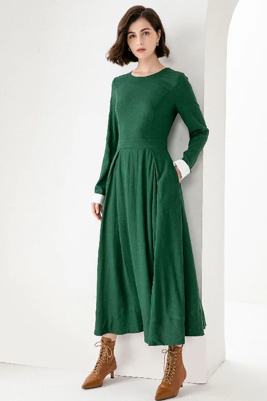 Women Long Sleeve Maxi Linen Dress 3830 Tunics Sophisticated sleek