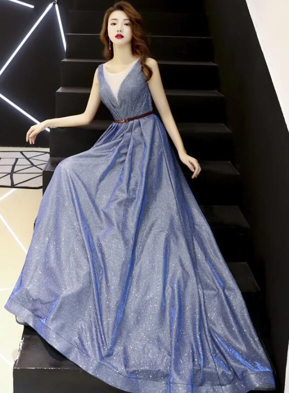 Beautiful Navy Blue Round Neckline Charming Wedding Party Dress, Lovely Formal Dress Square Neckline Feminine Beautiful Navy Blue Round Neckline Charming Wedding Party Dress, Lovely Formal Dress Square Neckline Feminine