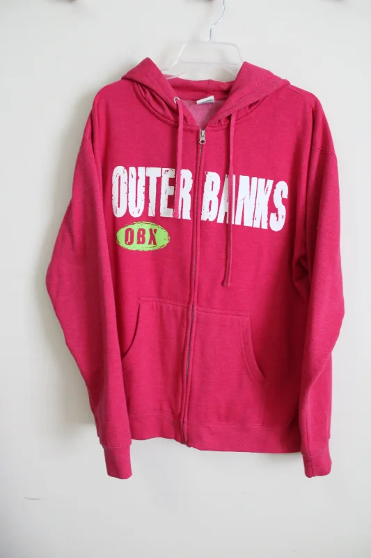 The Rock Outer Banks Pink Hoodie | L Hoodie with V-Neck Classic Versatile