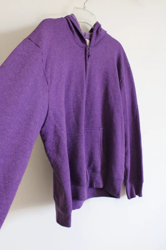 Hanes EcoSmart Purple Fleece Lined Hoodie | L Hoodie with Monochrome Minimalist Simple Hanes EcoSmart Purple Fleece Lined Hoodie | L Hoodie with Monochrome Minimalist Simple