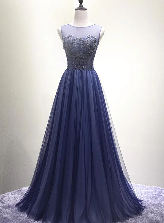 Navy Blue New Style Floor Length Formal Dress, Pretty Party Dress , Long Formal Dresses Tunics stripes playful Navy Blue New Style Floor Length Formal Dress, Pretty Party Dress , Long Formal Dresses Tunics stripes playful