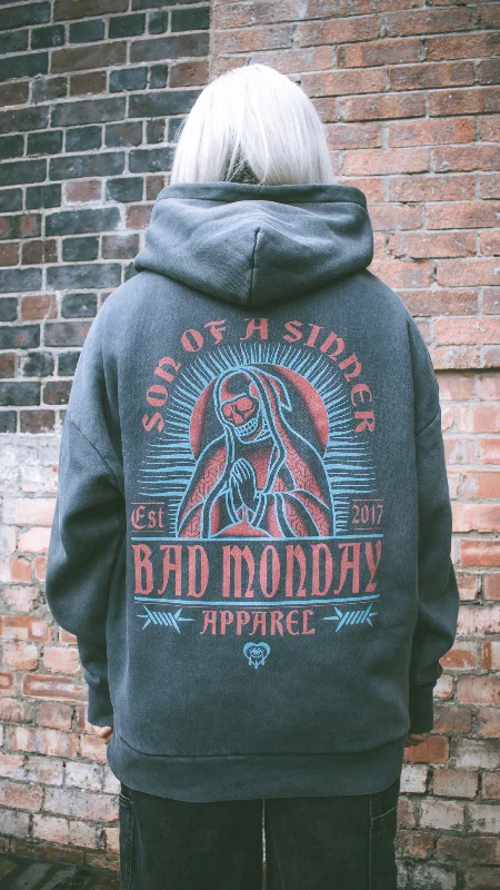 Oversized Son Of A Sinner Hoodie Vintage Hoodie with Hem Lace Feminine Delicate
