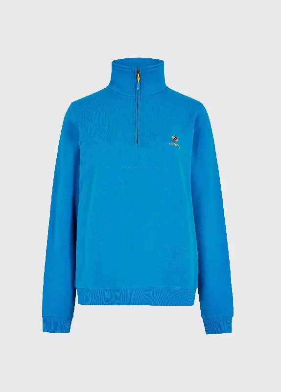 Castlemartyr sweatshirt - Greek Blue Hoodie with Hem Fringe Bohemian Relaxed