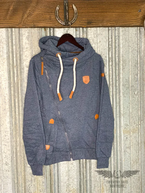 Navy Athena Sweatshirt Hoodie with Print Artistic Unique