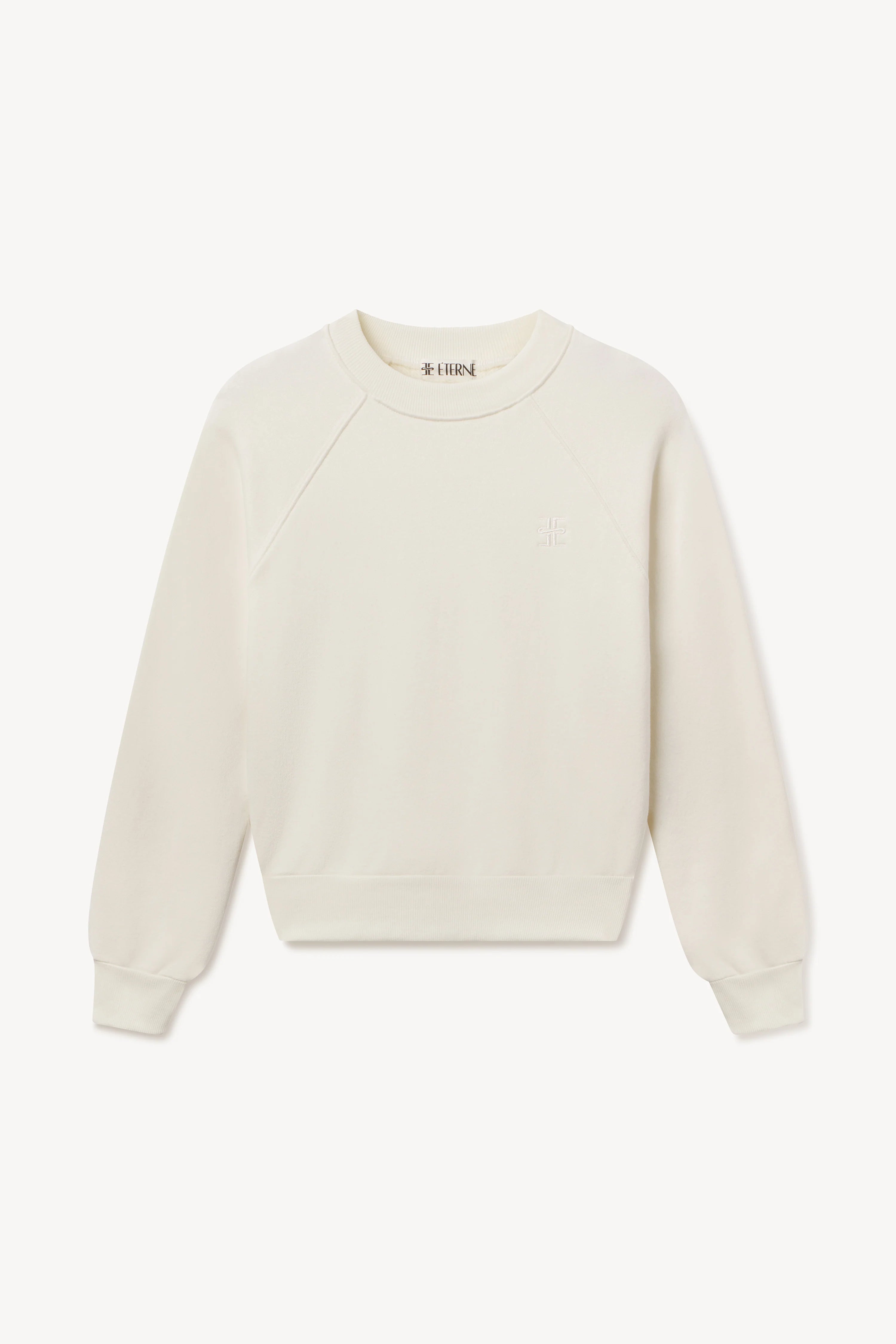 Shrunken Raglan Sweatshirt - Cream Hoodie with Half-Zip Sporty Casual
