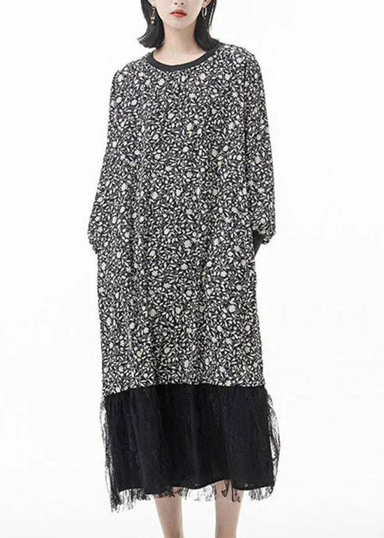 Plus Size Black O-Neck print tulle Patchwork Silk Party Dress Spring Tunics Velvet soft Plus Size Black O-Neck print tulle Patchwork Silk Party Dress Spring Tunics Velvet soft