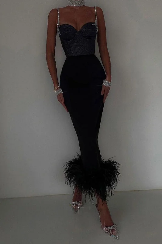 L1533 - Sweetheart Spaghetti Straps Sequined Sheath Midi Evening Party Dress Tunics Formal black L1533 - Sweetheart Spaghetti Straps Sequined Sheath Midi Evening Party Dress Tunics Formal black