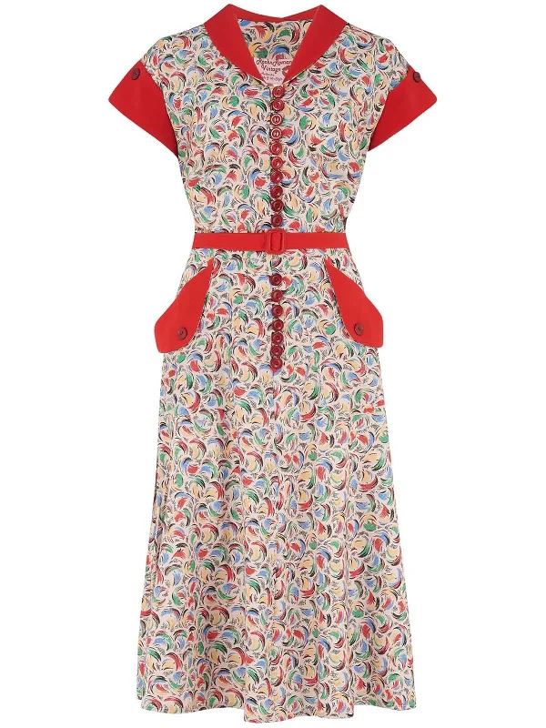 Vintage 1950s Style Colourful Buttoned Day Dress Tunics Occasion special