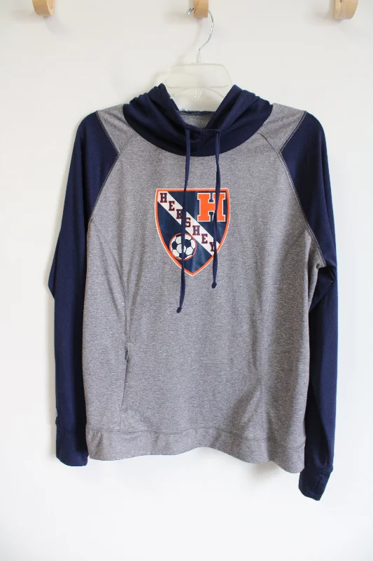 Holloway Hershey Soccer Navy & Gray Hoodie | L Hoodie with Hidden Zipper Minimalist Clean Holloway Hershey Soccer Navy & Gray Hoodie | L Hoodie with Hidden Zipper Minimalist Clean