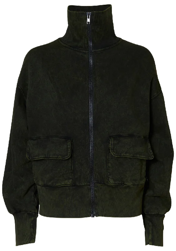 Slide Sweatshirt Olive Hoodie with Batwing Sleeves Loose Dramatic