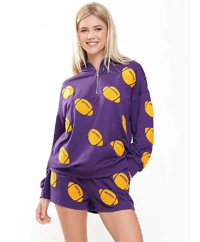 Football Season Hoodie Hoodie with Hem Lace Feminine Delicate