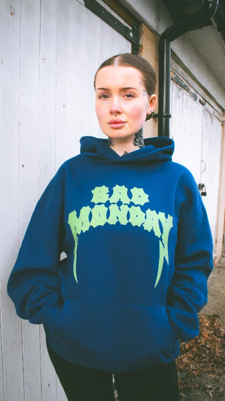 Relaxed Fit Logo Hoodie Cobalt Hoodie with Half-Zip Sporty Casual