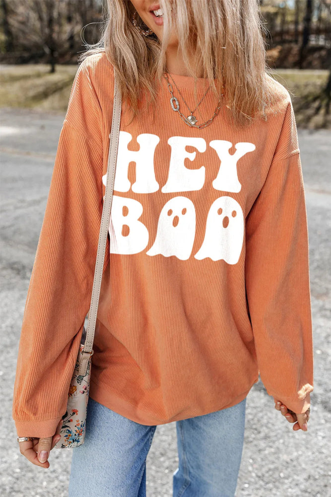 Letter Graphic Round Neck Long Sleeve Sweatshirt Hoodie with Logo Branding Identity