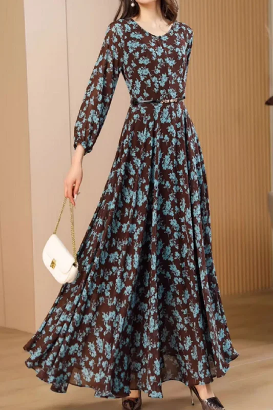 Vintage inspired maxi chiffon swing dress 5064 Casual Short Summer