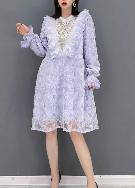 Plus Size Purple O-Neck Ruffled Print Tulle Party Dress Spring Tunics Ceremony elegant Plus Size Purple O-Neck Ruffled Print Tulle Party Dress Spring Tunics Ceremony elegant