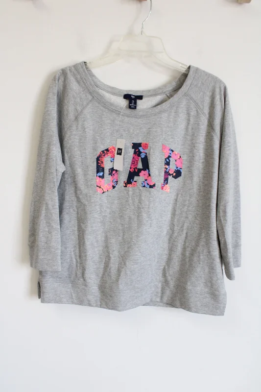 NEW Gap Gray Sweatshirt | L Hoodie with Bell Sleeves Flared Feminine