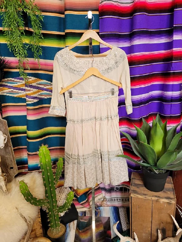 Vintage 1960's Pink and Silver Patio Dress Set Tunics Canvas sturdy