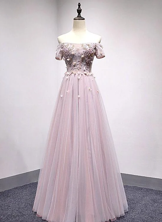 Pink Off Shoulder Short Sleeves Long Party Dress, Pink Formal Dress , Junior Party Dress Tunics Corduroy durable Pink Off Shoulder Short Sleeves Long Party Dress, Pink Formal Dress , Junior Party Dress Tunics Corduroy durable