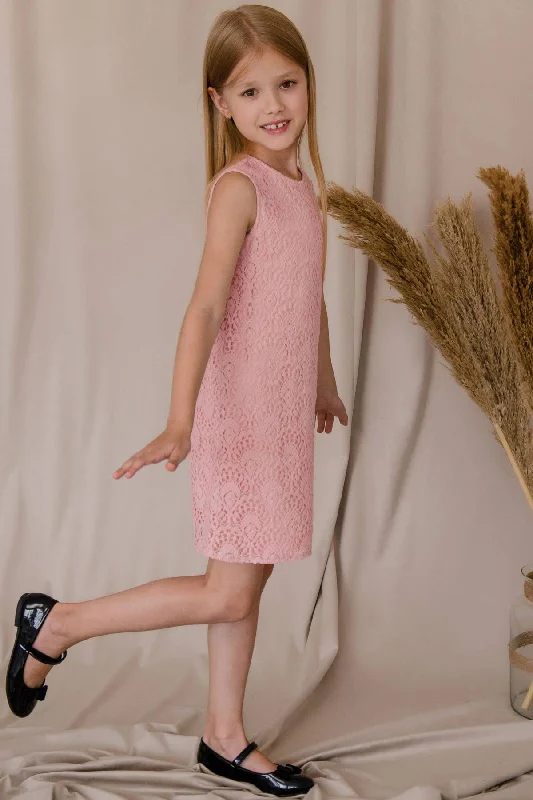 Pink Crochet Lace Sleeveless Shift Fancy Cocktail Party Dress - Girls Tunics Review highly Pink Crochet Lace Sleeveless Shift Fancy Cocktail Party Dress - Girls Tunics Review highly