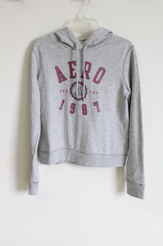 Aeropostale Gray Soft Logo Hoodie | S Hoodie with Contrast Stitching Detailed Premium Aeropostale Gray Soft Logo Hoodie | S Hoodie with Contrast Stitching Detailed Premium
