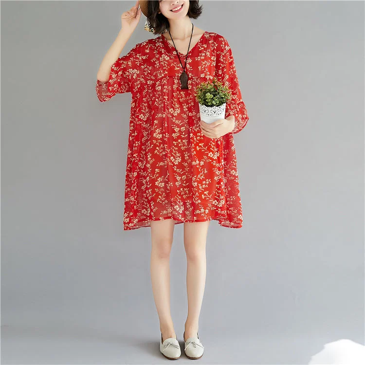 Elegant red chiffon dress o neck long sleeve party dress print baggy dresses chiffon dress Lace Sexy Club Elegant red chiffon dress o neck long sleeve party dress print baggy dresses chiffon dress Lace Sexy Club