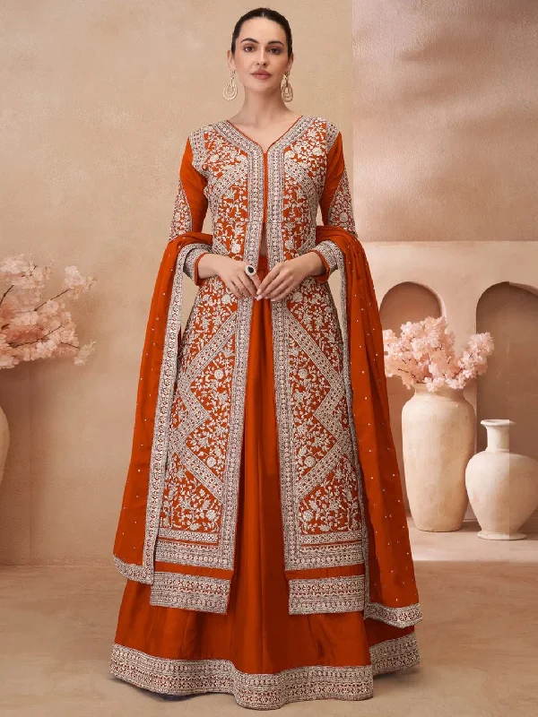 Chinon Silk - Anarkali Dress Turtleneck Neckline Stylish