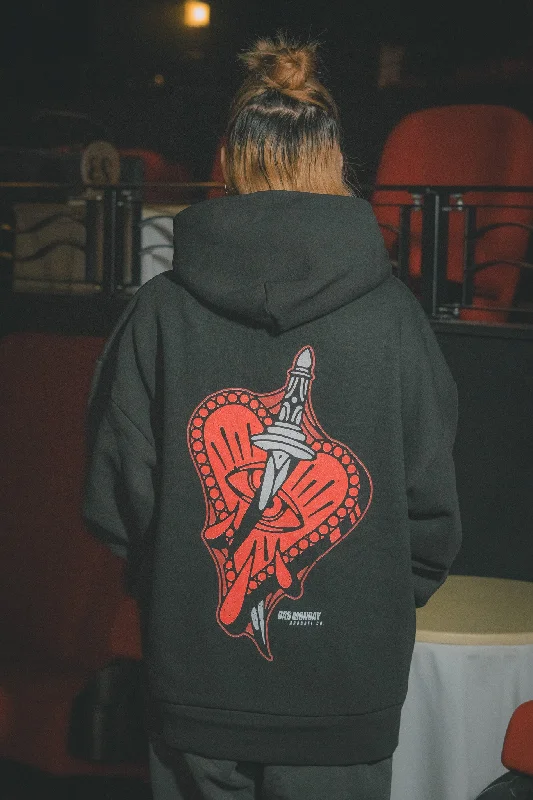 Oversized Heartbreak Hoodie / Back Print Hoodie with Mesh Breathable Sporty