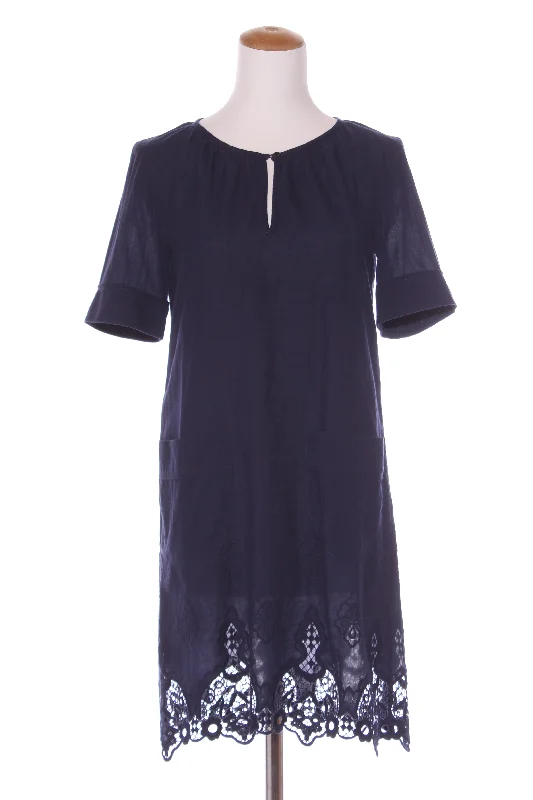 SYLVESTER - Broderie navy cotton dress! 8 Tunics Handmade artisanal