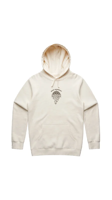 Heavy Weight AW Rains Hoodie Ecru / Front Print Hoodie Dress Longline Feminine