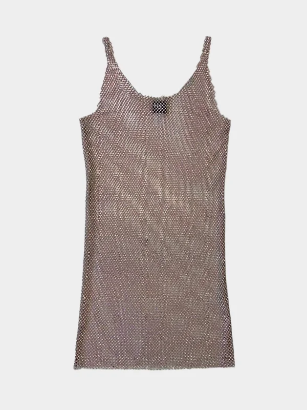 Rhinestone Transparent Dress Tunics Vintage classic