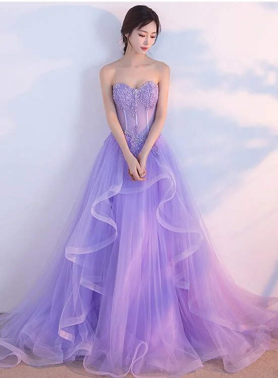 Charming Lilac Tulle Elegant Gown, Prom Gowns, Elegant Party Dresses Tunics Mesh breathable Charming Lilac Tulle Elegant Gown, Prom Gowns, Elegant Party Dresses Tunics Mesh breathable