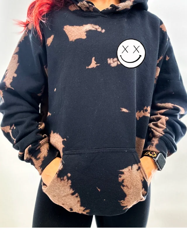 Salty Savage Unisex "OG Basic Smile" Classic Hoodie | Bleach Washed | Basic Hoodie Dress Longline Feminine Salty Savage Unisex "OG Basic Smile" Classic Hoodie | Bleach Washed | Basic Hoodie Dress Longline Feminine