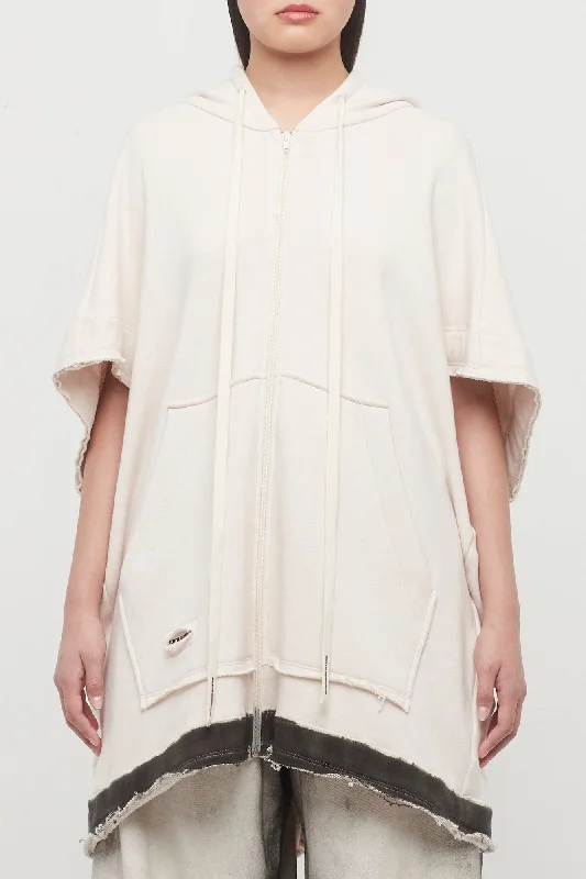 Melitta Baumeister Sleeveless Zip Up Hoodie in Ivory and Black Hoodie with Snap Buttons Easy Quick Melitta Baumeister Sleeveless Zip Up Hoodie in Ivory and Black Hoodie with Snap Buttons Easy Quick